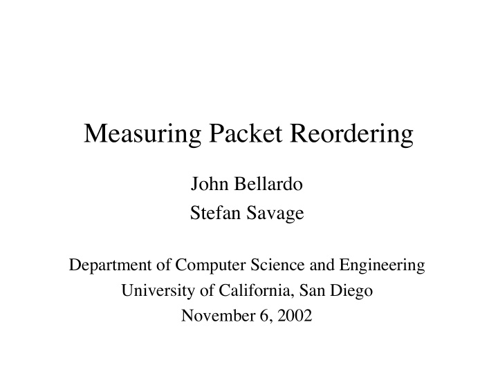 measuring packet reordering