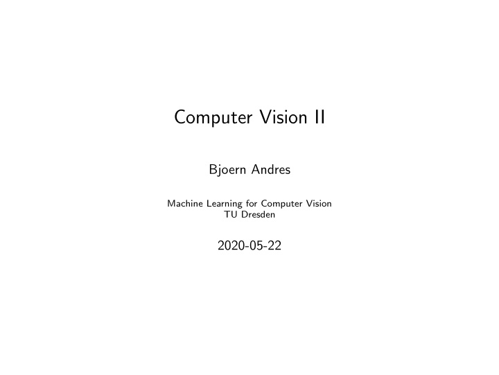 computer vision ii