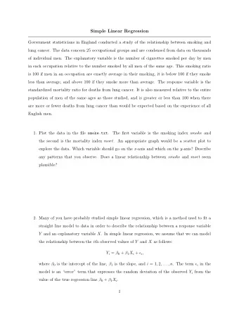 Simple Linear Regression  Government statisticians in England conducted a study of the relationship