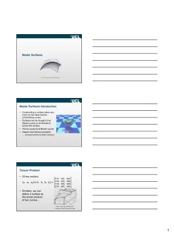 1  Bilinear Patch  Bicubic Bezier Patch  Editing Bicubic Bezier Patches  Curve Basis Functions