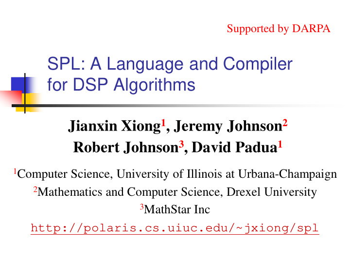 spl a language and compiler for dsp algorithms