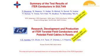 Poloidal Field Cables in Russia  V.S. Vysotsky, K.A. Shutov, A.V. Taran, I.F. Chensky, L. V.
