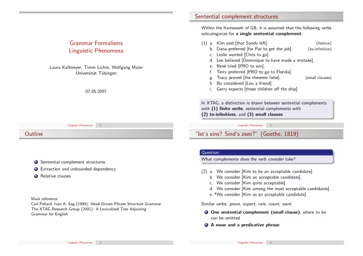 sentential complement structures