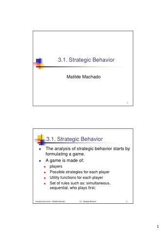 3.1. Strategic Behavior  Matilde Machado    3.1. Strategic Behavior  The analysis of strategic