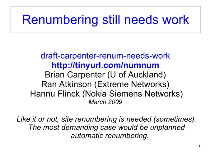 renumbering still needs work