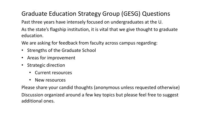 graduate education strategy group gesg questions