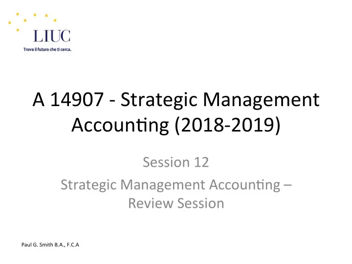a 14907 strategic management accoun6ng 2018 2019
