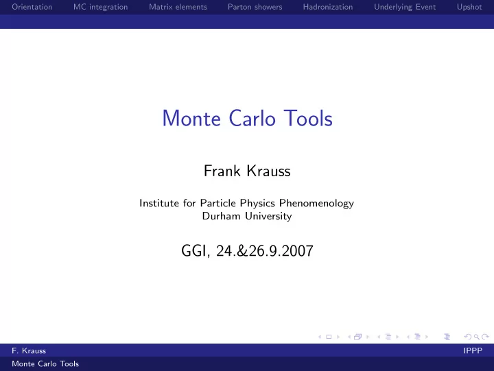 monte carlo tools