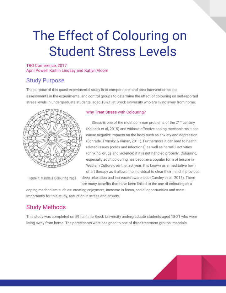 the effect of colouring on student stress levels