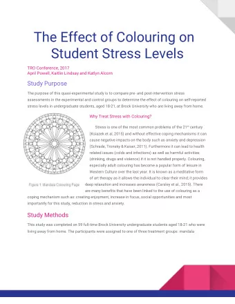 The Effect of Colouring on  Student Stress Levels  TRO Conference, 2017  April Powell, Kaitlin