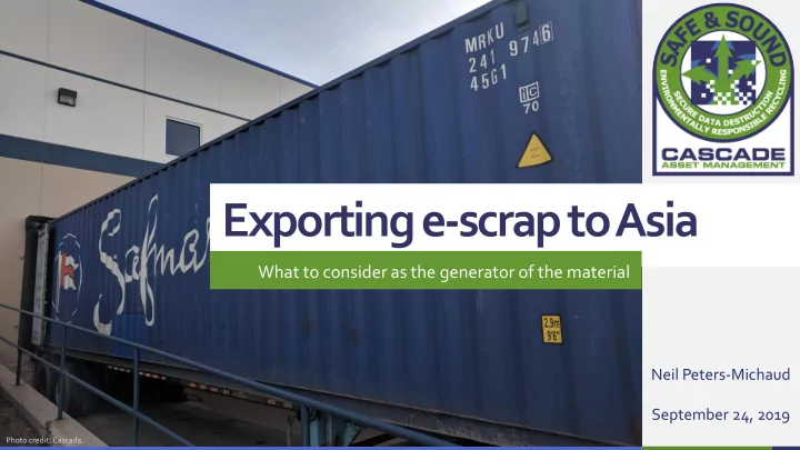 exporting e scrap to asia