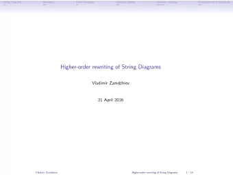 Higher-order rewriting of String Diagrams  Vladimir Zamdzhiev  21 April 2016  Vladimir Zamdzhiev