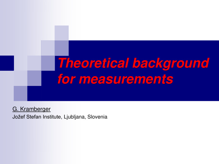 theoretical background for measurements
