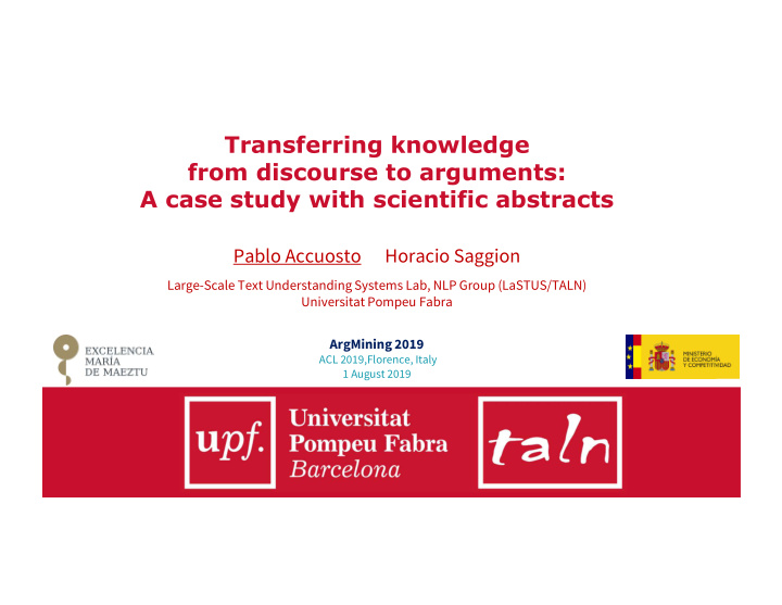 transferring knowledge from discourse to arguments a case