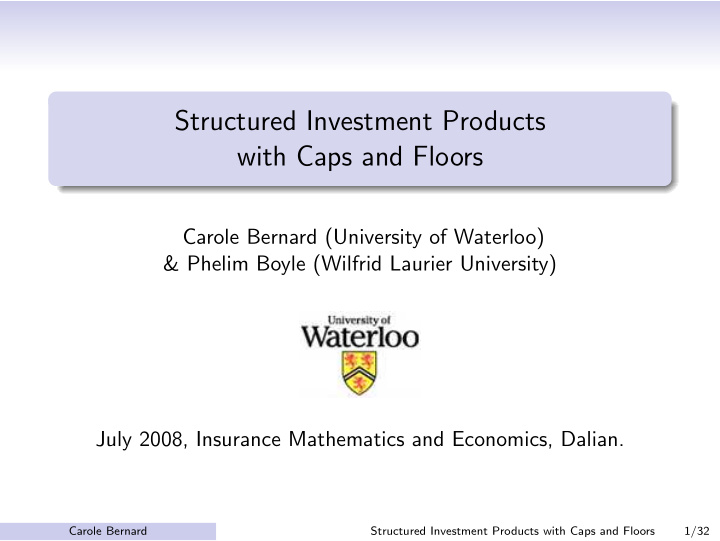 structured investment products with caps and floors