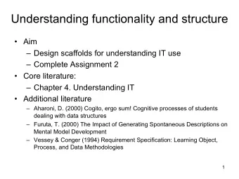 Understanding functionality and structure   Aim   Design scaffolds for understanding IT use