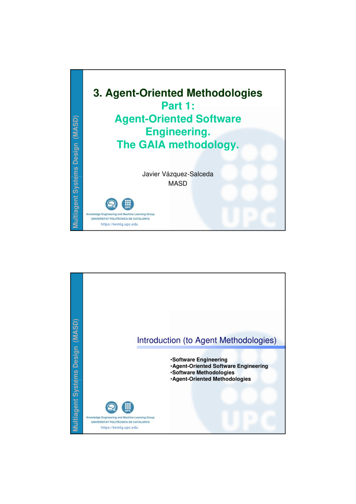 3 agent oriented methodologies part 1 agent oriented