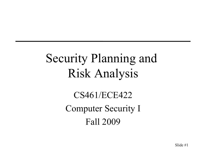 security planning and risk analysis