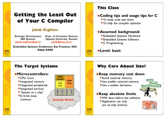 Getting the Least Out  Least Out  Getting the  Coding tips and usage tips for C  Coding tips and