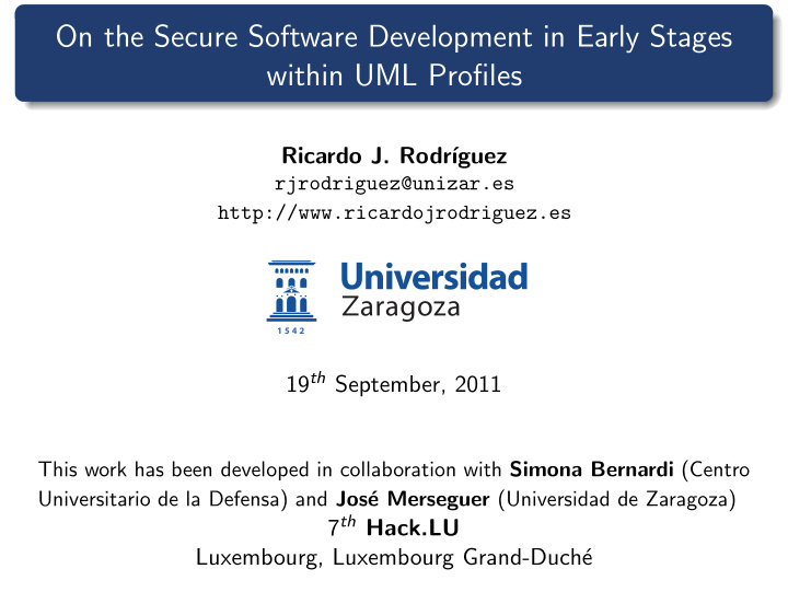 on the secure software development in early stages within