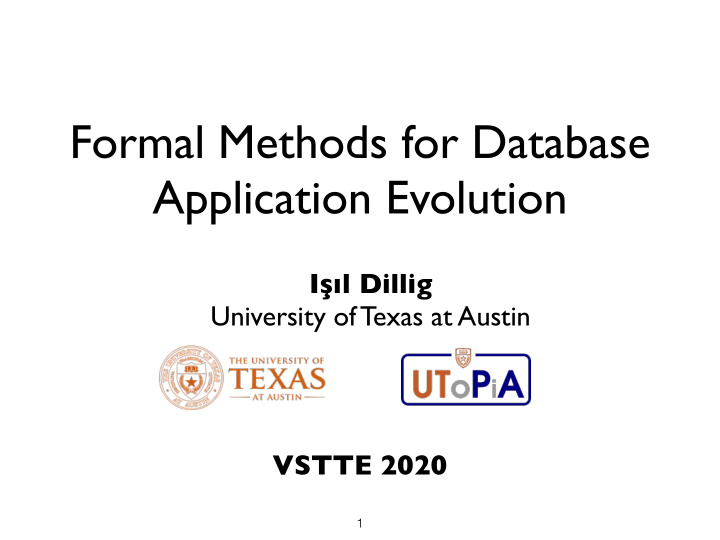 formal methods for database application evolution