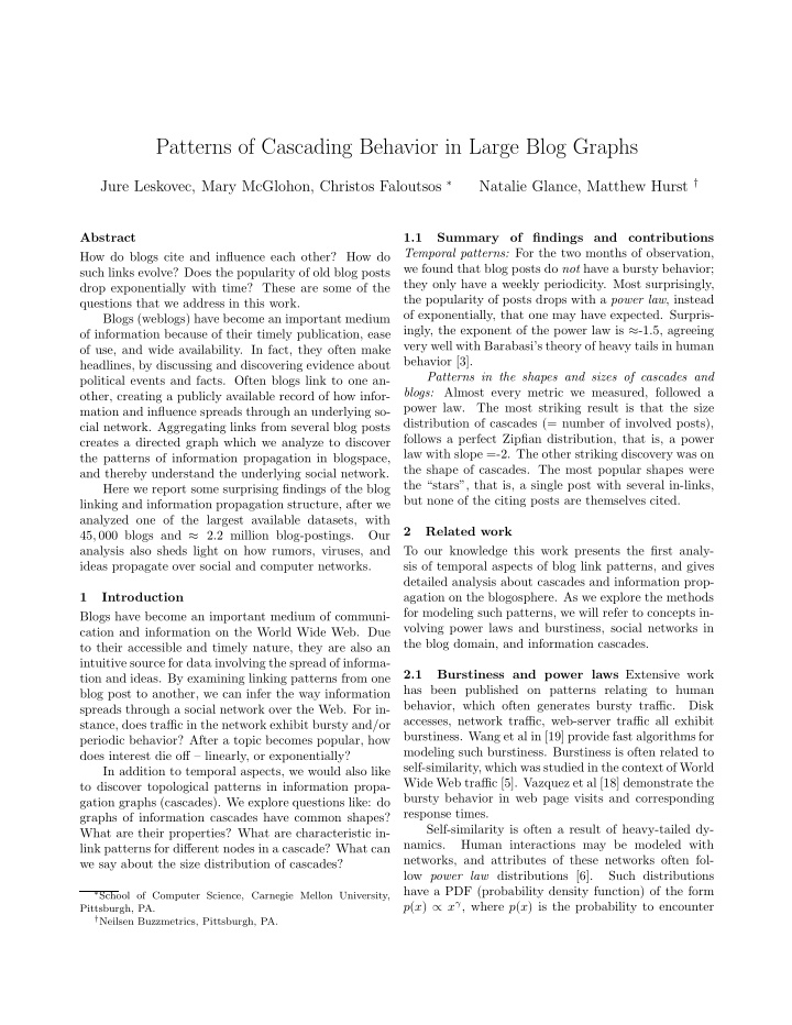 patterns of cascading behavior in large blog graphs