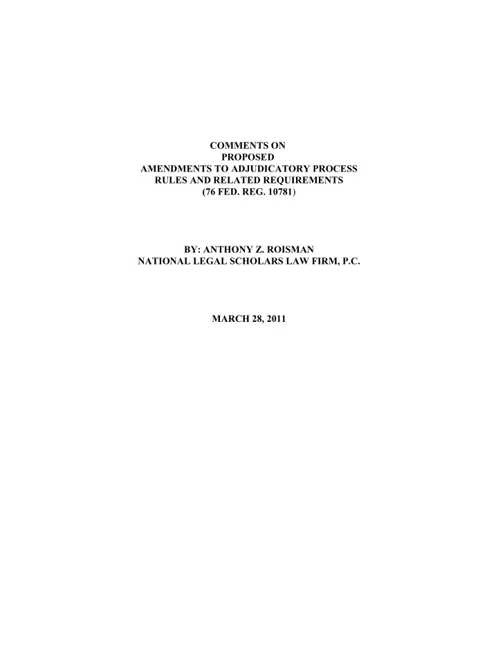 comments on proposed amendments to adjudicatory process
