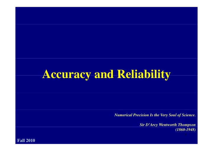 accuracy and reliability accuracy and reliability