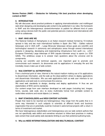 Serena Pastore (INAF)  Obstacles for following i18n best practices when developing  content at