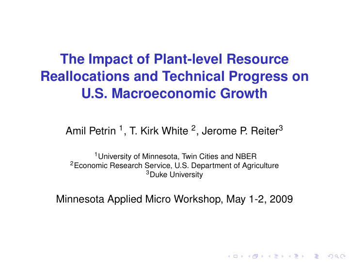 the impact of plant level resource reallocations and