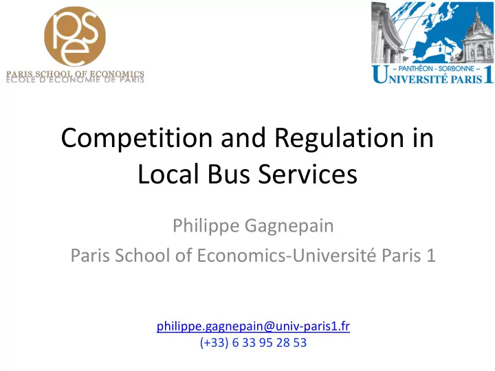 competition and regulation in local bus services