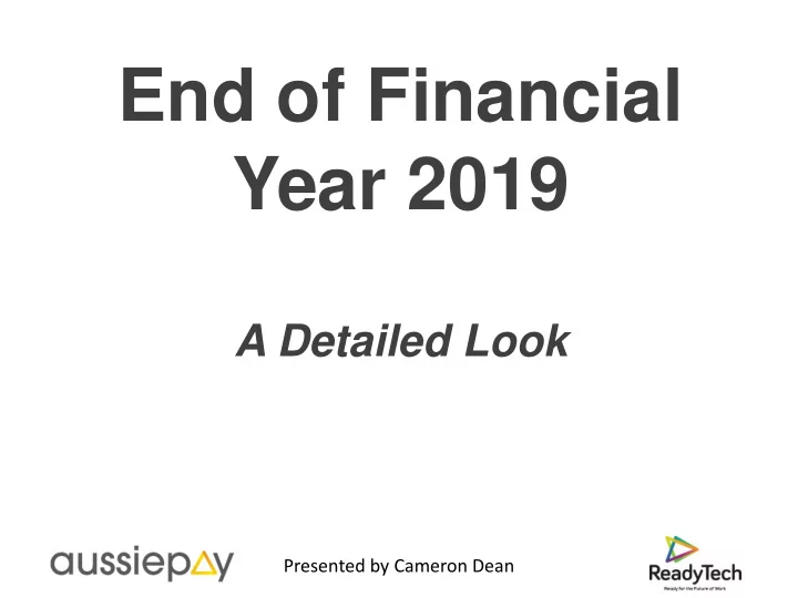 end of financial year 2019