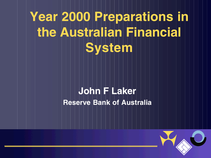 year 2000 preparations in the australian financial system