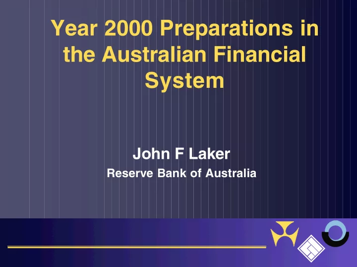 year 2000 preparations in the australian financial system