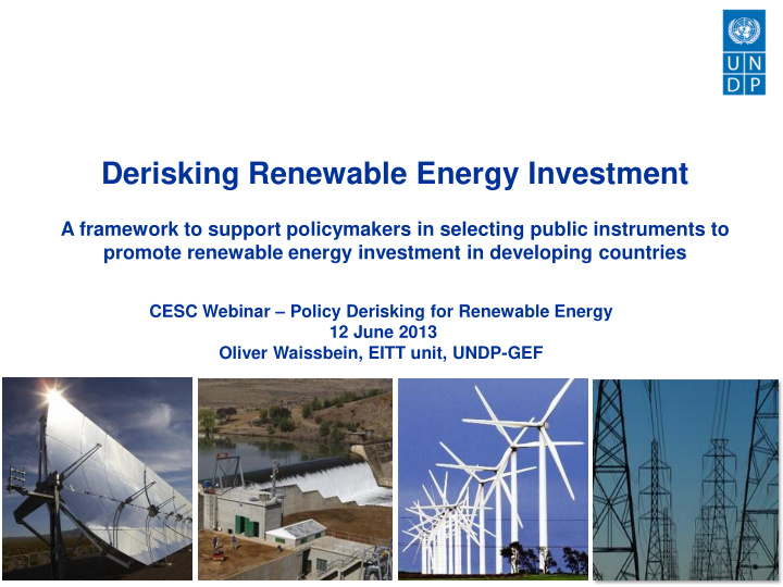 derisking renewable energy investment