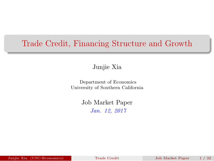 trade credit financing structure and growth