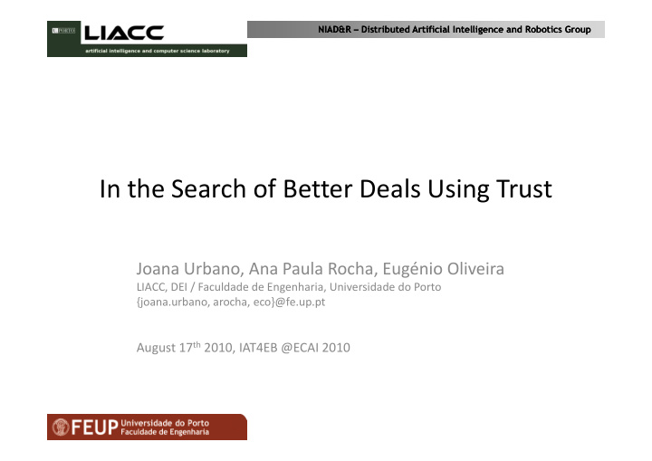 in the search of better deals using trust