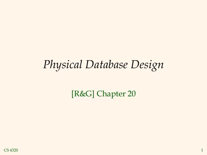 physical database design