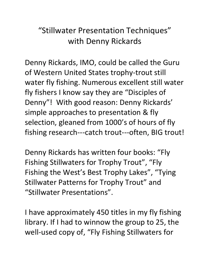 stillwater presentation techniques with denny rickards