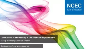 Safety and sustainability in the chemical supply chain  Craig Thomson | Associate Director