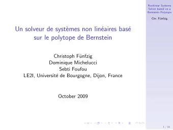 Un solveur de syst`  emes non lin  eaires bas  e  sur le polytope de Bernstein  Christoph F