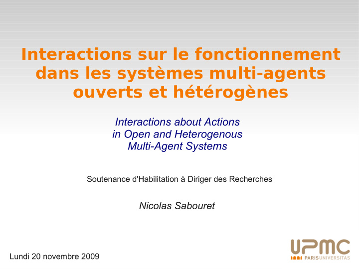 interactions sur le fonctionnement dans les syst mes