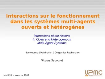 Interactions sur le fonctionnement  dans les systmes multi-agents  ouverts et htrognes