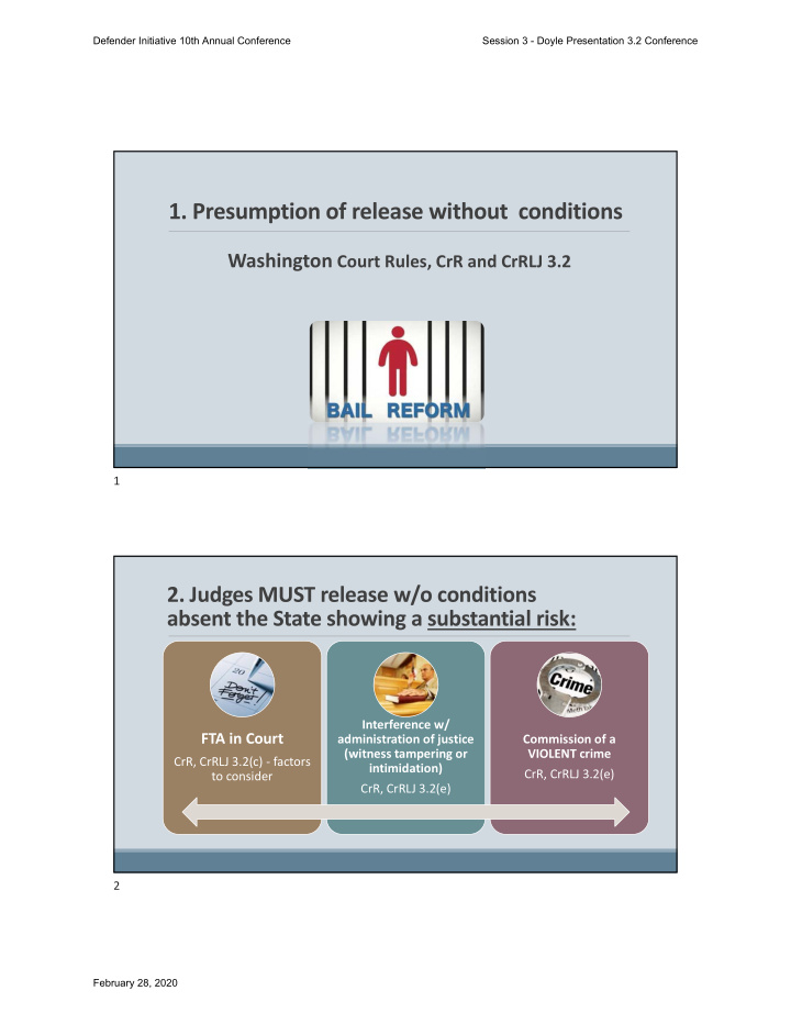 1 presumption of release without conditions