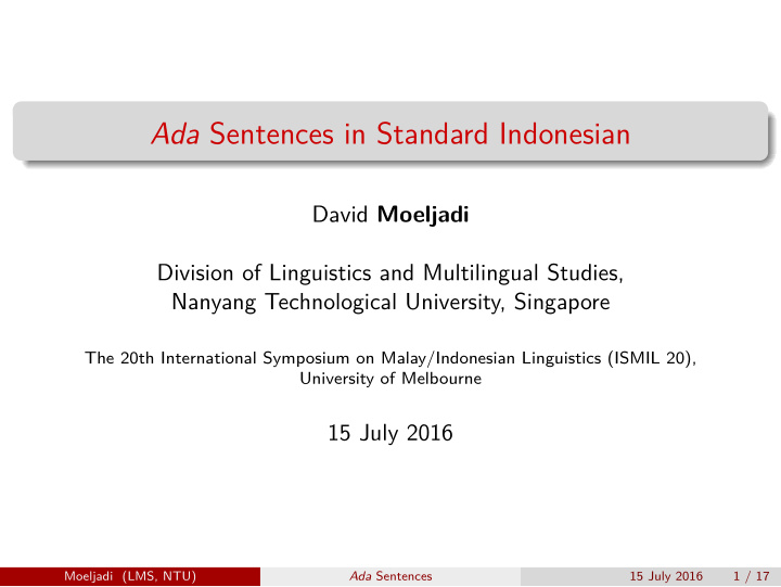 ada sentences in standard indonesian