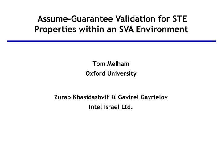 assume guarantee validation for ste properties within an