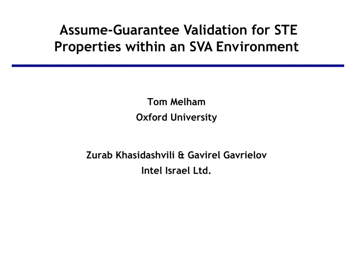 assume guarantee validation for ste properties within an