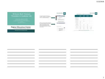 11/5/2018  Asking Questions  Membership Welcome Back : Veterans  Transition to Academic Life  The