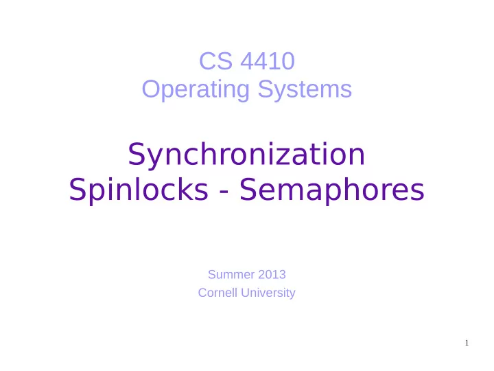 synchronization spinlocks semaphores