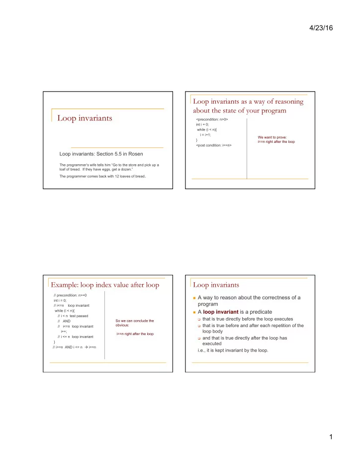 loop invariants